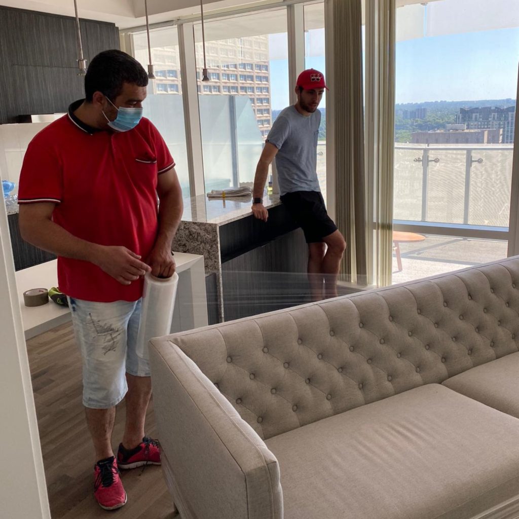 movers in mississauga wrapping couch
