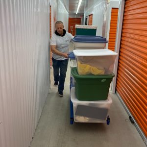 mover in a climate controlled storage unit building
