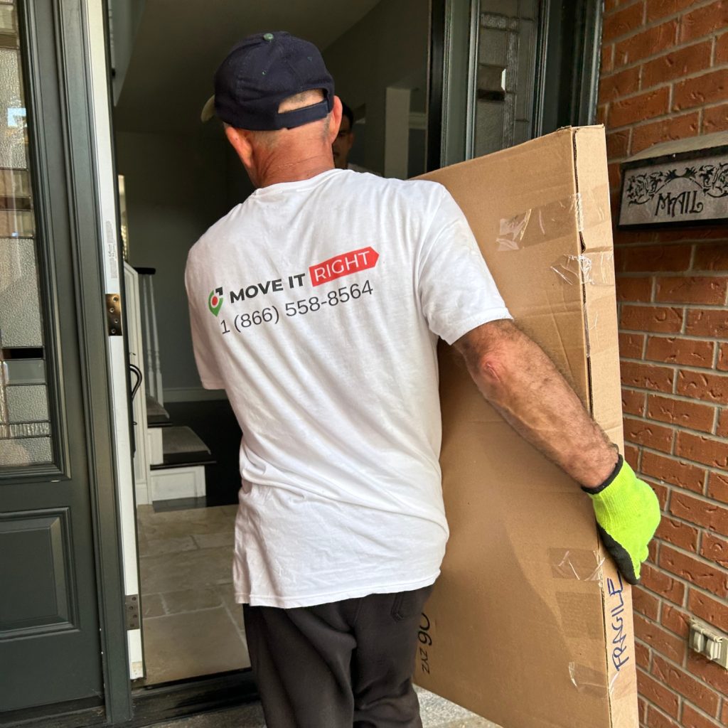 mover taking furniture into new home