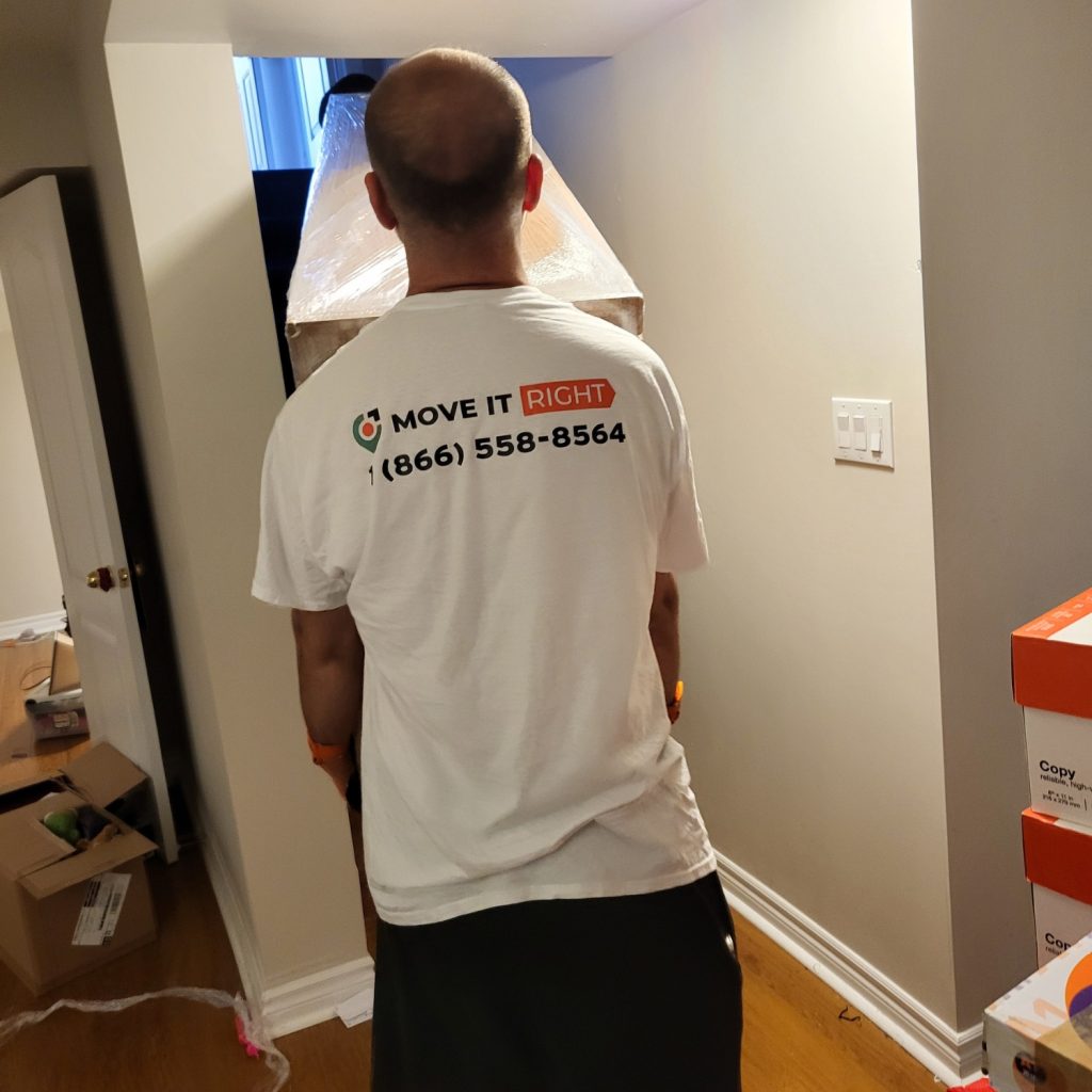 home movers burlington bringing large furniture up stairs