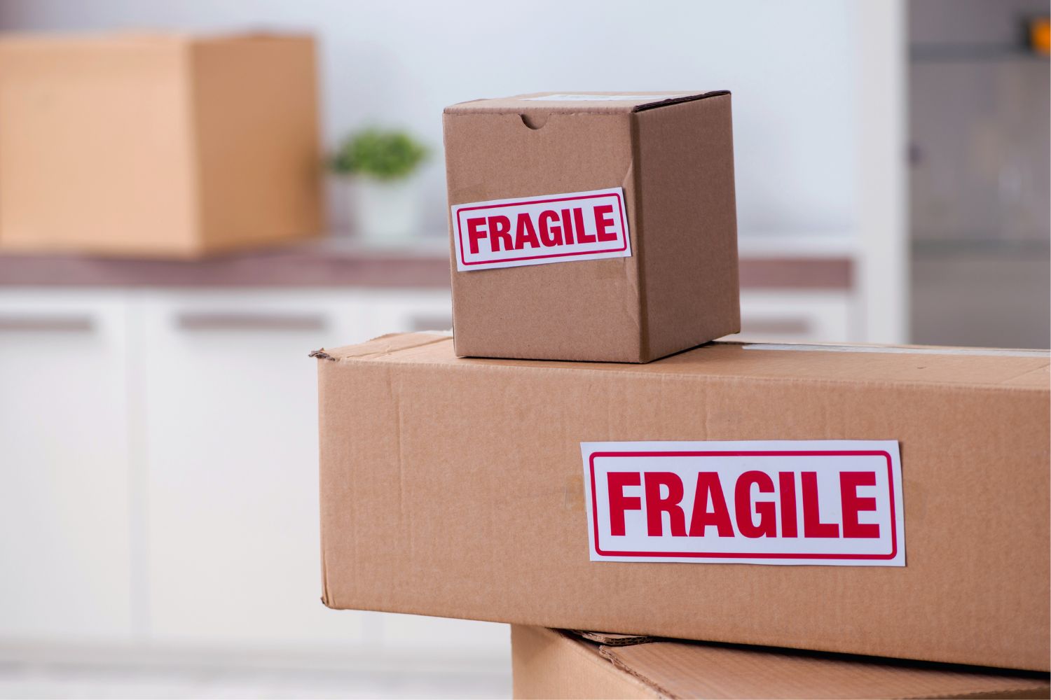 stacked boxes labeled fragile