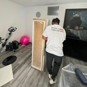 movers wrapping closet