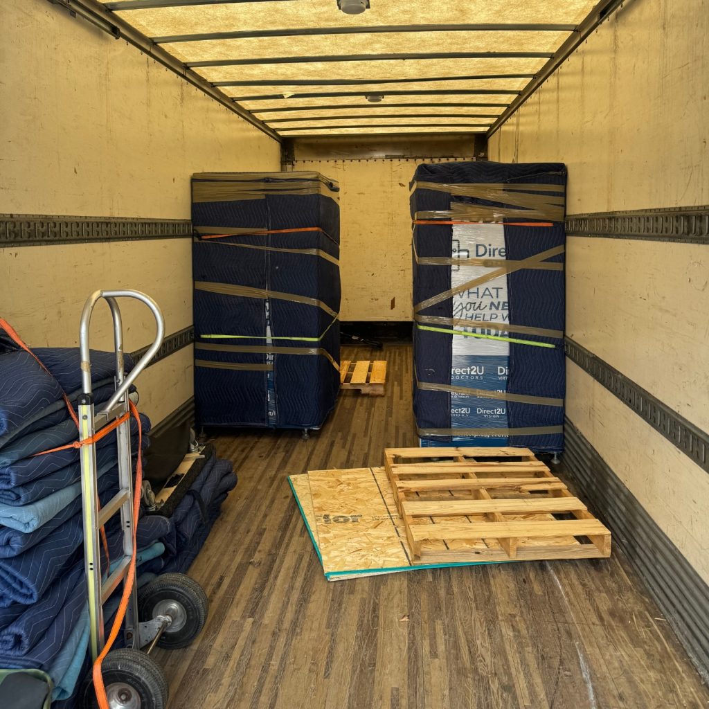office furniture packed into a truck