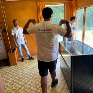 mover about to wrap a piece of fragile furniture