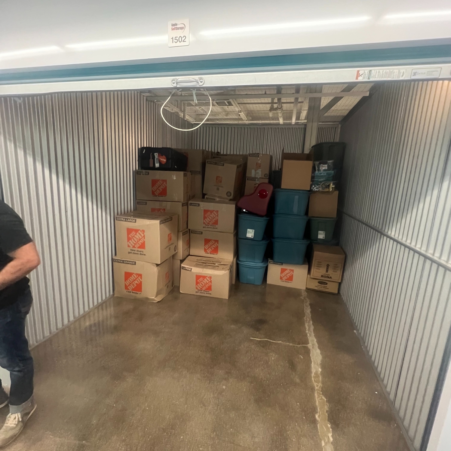moving company's storage unit area