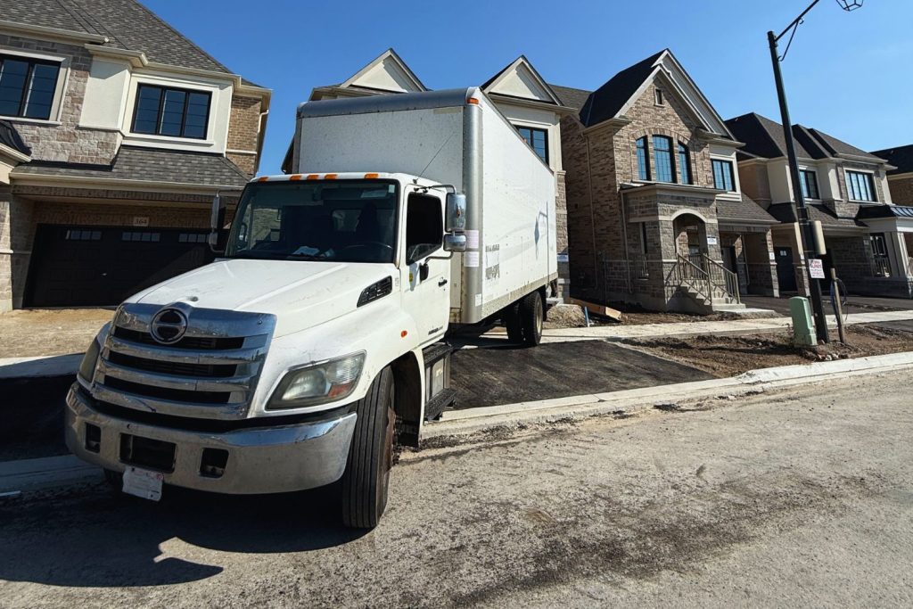 unloading moving services truck